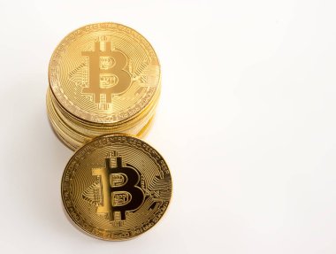 Kripto para sikke bitcoin beyaz arka plan üzerinde