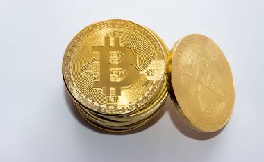 Kripto para sikke bitcoin beyaz arka plan üzerinde