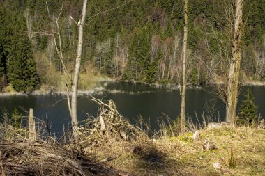 İçme suyu deposu. Çek Cumhuriyeti 'nin Ostrava yakınlarındaki Beskydy Dağları' nda Sance Recice Barajı.