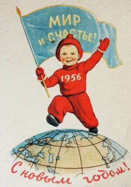 Noel ve yeni yıl için Sovyet kartpostal