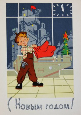 Noel ve yeni yıl için Sovyet kartpostal