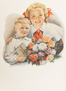 Sovyet kartpostal Sovyet öncüleri gösterir