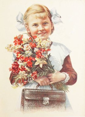 Sovyet kartpostal Sovyet öncüleri gösterir