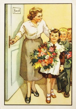 Sovyet kartpostal ilk Eylül'e adamış