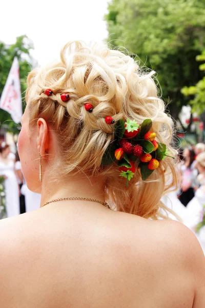 Matrimonio coiffure da vicino — Foto Stock