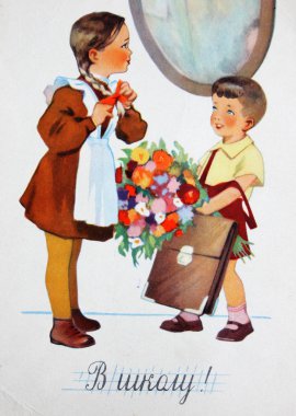 Sovyet kartpostal ilk Eylül'e adamış