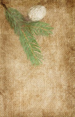 Çuval bezi üzerinde Noel köknar ağacı 