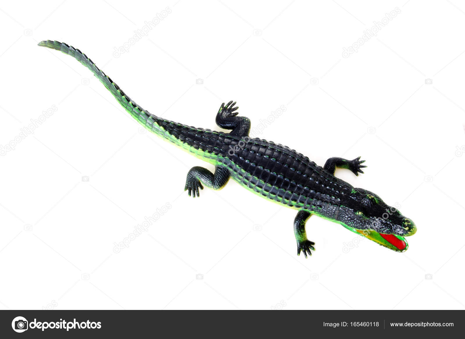 Rubber crocodile toy isolated on white Stock Photo by nadi555