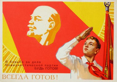 Soviet postcard shows soviet pioneer clipart