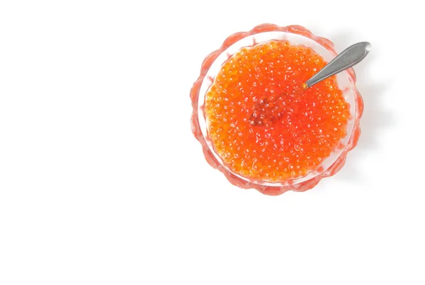 Caviar rojo aislado en blanco —  Fotos de Stock