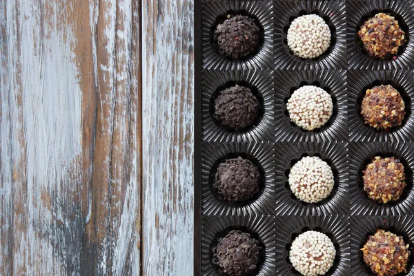 Různé Čokoládové Bonbony Zblízka — Stock fotografie