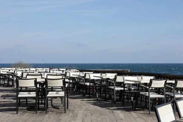 Empty Open Air Restaurant Sea View — Stock Photo, Image