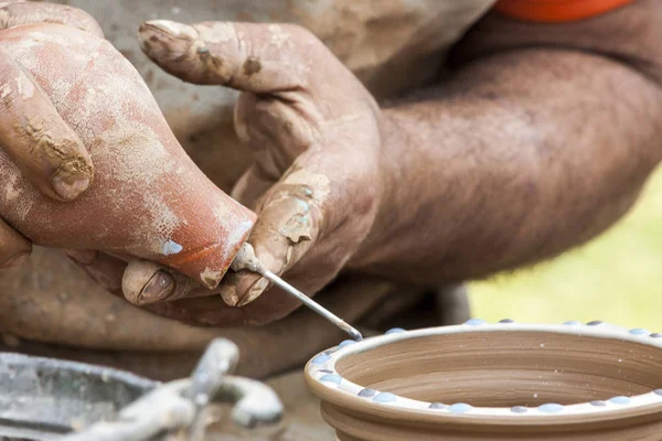 Potter seramik zanaat kil sanat iş seramik el beceri tekerlek parmağı sürahi atölye kase
