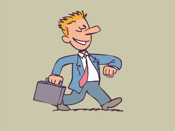Uomo d'affari che cammina con atteggiamento ottimista e positivo . — Vettoriale Stock
