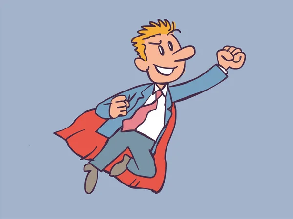 Affärsman som flyger som en superhjälte, med röd cape — Stock vektor