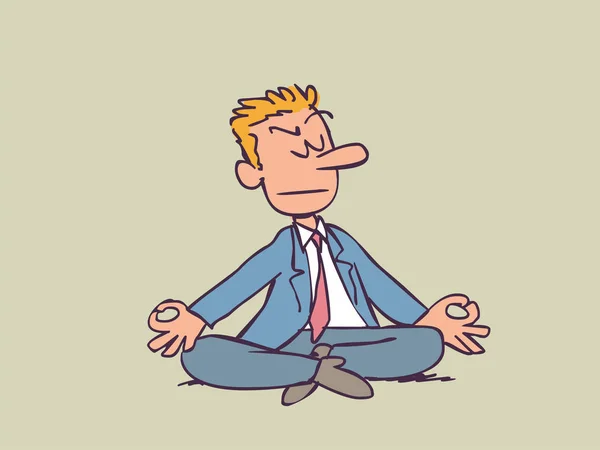 Business man meditating in yoga lotus position — Stock Vector