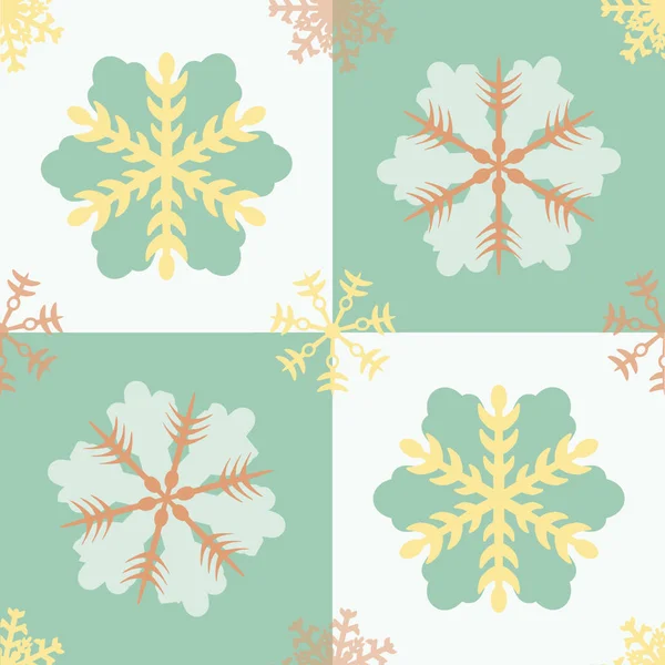 Modèle de flocon de neige sans couture, comme motif de fleur orientale sur fond vert — Image vectorielle