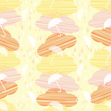 bulut ve şemsiye desen arka plan ile kesintisiz Hava yağmurlu gün