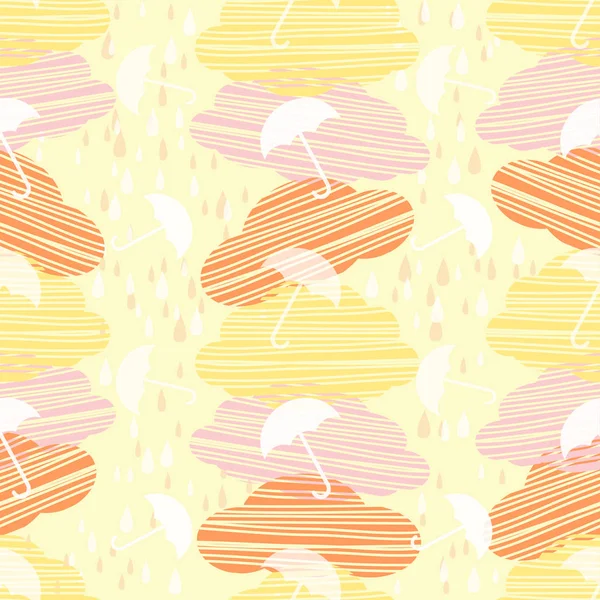 bulut ve şemsiye desen arka plan ile kesintisiz Hava yağmurlu gün