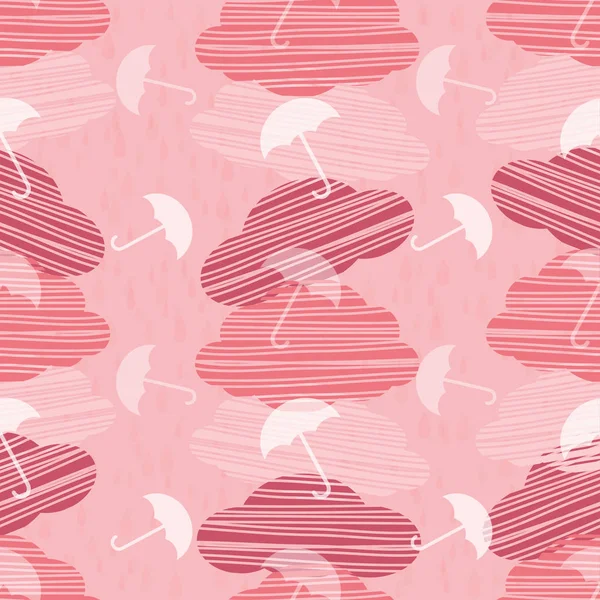 desen arka plan bulut ve şemsiye ile sorunsuz pembe yağmurlu gün