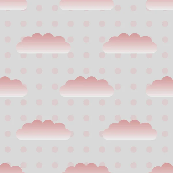Nuage rose sans couture et fond motif point — Image vectorielle
