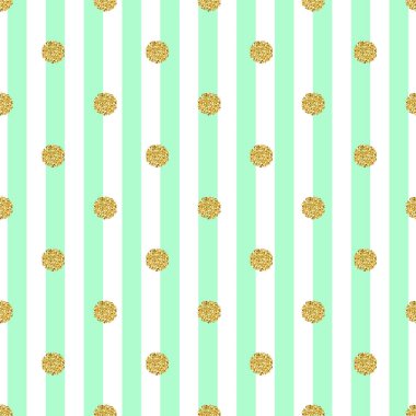 Yeşil çizgili arka plan ile sorunsuz altın nokta glitter kalıbı