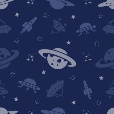 Gezegenler, roketler ve yıldız sorunsuz alan desen arka plan