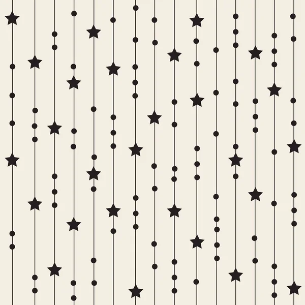 Бесшовный монохромный фон из линий и звезд — стоковый вектор