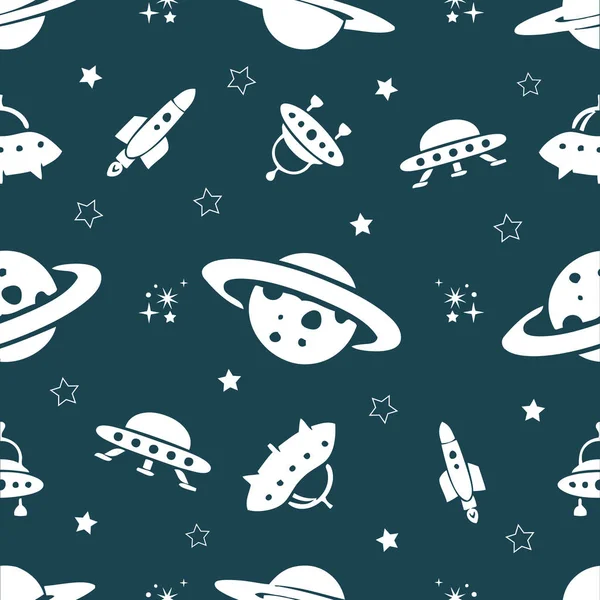 Gezegenler, roketler ve yıldız sorunsuz alan desen arka plan