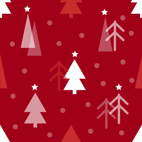 Бесшовный красный рождественский узор с сосной — стоковый вектор