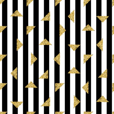 Şerit arka plan ile sorunsuz altın üçgen glitter kalıbı