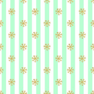 Sorunsuz altın Glitter Snowflakes desen şerit arka plan üzerinde