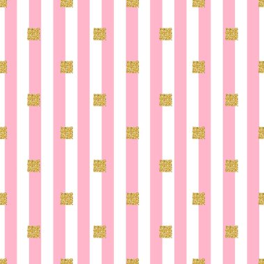 pembe şerit arka plan ile sorunsuz altın glitter kare desen