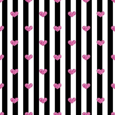 Şerit arka plan üzerinde sorunsuz pembe kalp Glitter