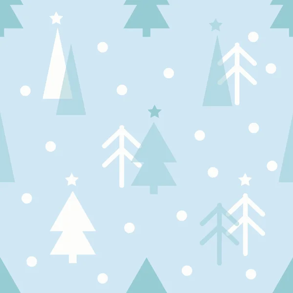 Απρόσκοπτη Χριστούγεννα μοτίβο σε μπλε φόντο με πεύκο — Διανυσματικό Αρχείο