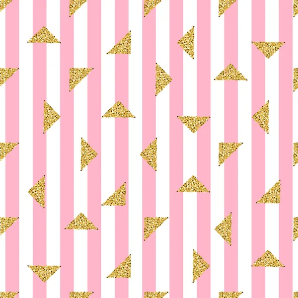 pembe şerit arka plan ile sorunsuz altın üçgen glitter kalıbı