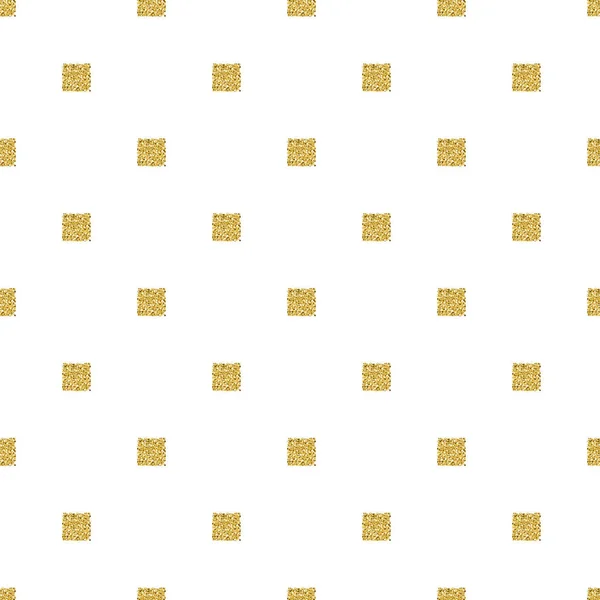 Sömlös guldglitter rutmönster med vit bakgrund — Stock vektor