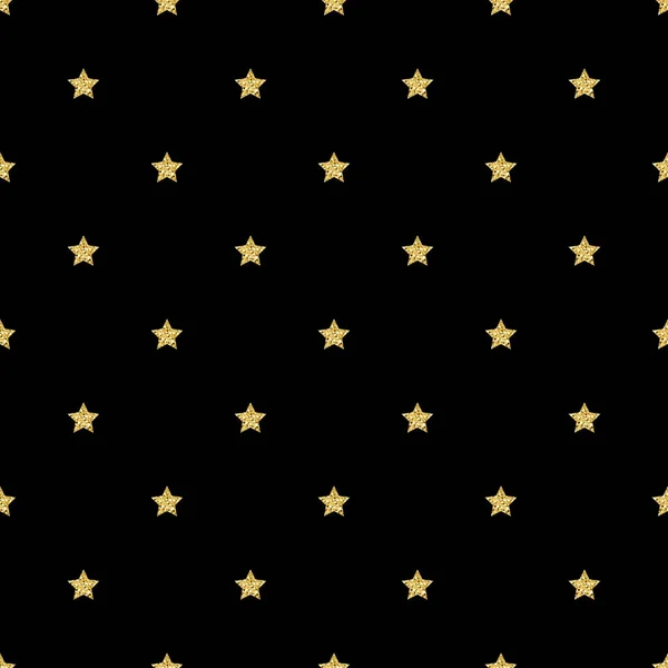 Απρόσκοπτη Glitter χρυσό αστέρι μοτίβο σε μαύρο φόντο — Διανυσματικό Αρχείο