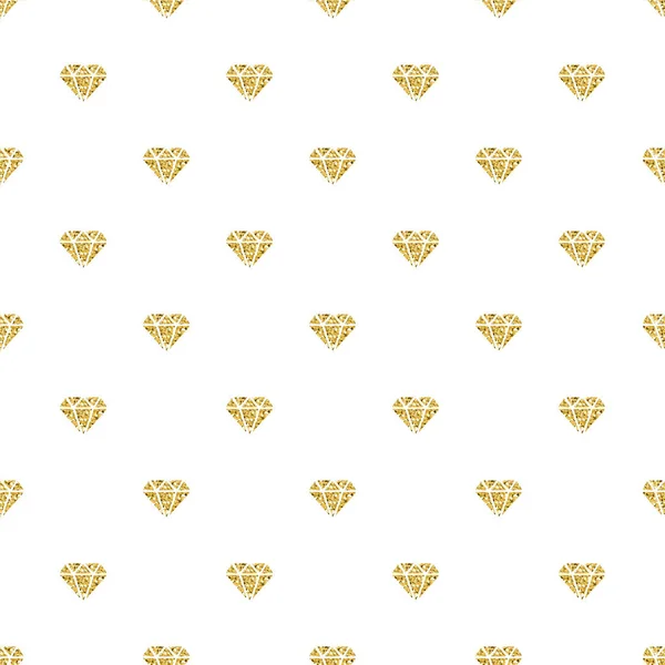 Nahtloser goldener Glitzerdiamant auf weißem Hintergrund — Stockvektor