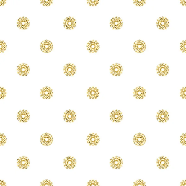 白色背景上的无缝的金色亮片雪花模式 — 图库矢量图片