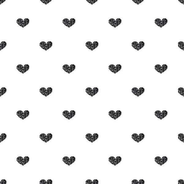 SEAMLESS BLACK HEART GLITTER ON WHITE BACKGROUND — Stock Vector