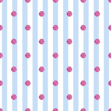 Mavi Şerit arka plan üzerinde sorunsuz pembe nokta glitter şekli