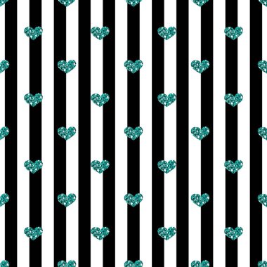 Sorunsuz yeşil kalp Glitter desen şerit arka plan üzerinde