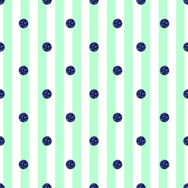kesintisiz mavi nokta glitter desen yeşil çizgili arka plan üzerinde