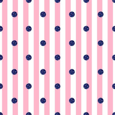 kesintisiz mavi nokta glitter desen pembe şerit arka plan üzerinde