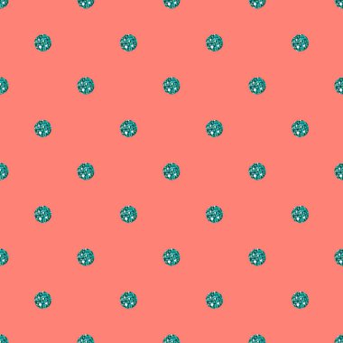 sorunsuz yeşil nokta glitter desen turuncu zemin üzerine