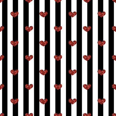 Şerit arka plan üzerinde sorunsuz kırmızı kalp Glitter