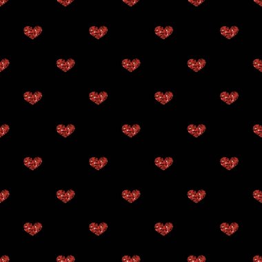 Siyah arka planda kesintisiz kırmızı kalp Glitter