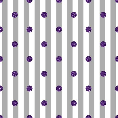 sorunsuz mor noktalı glitter deseni gri şerit arka plan üzerinde