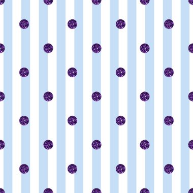 sorunsuz mor noktalı glitter deseni mavi şerit arka plan üzerinde